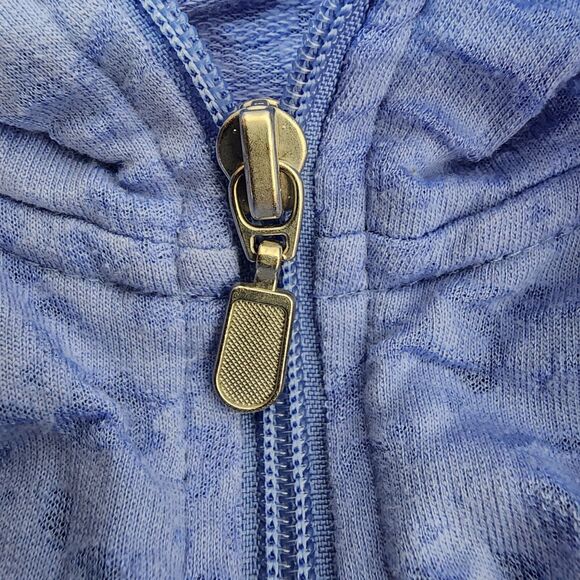 Exertek Jacket Womans Size 3X Baby Blue Burnout Cotton Blend Full Zip Roll Tab - Picture 9 of 11